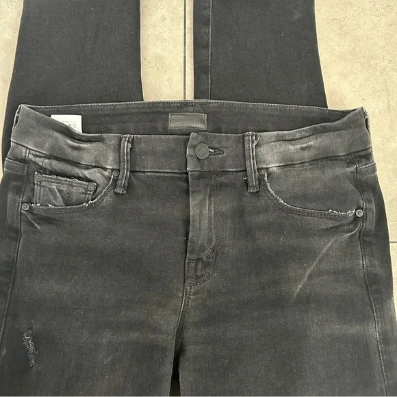 Mother the looker zip wait until dark black skinny jeans 27
